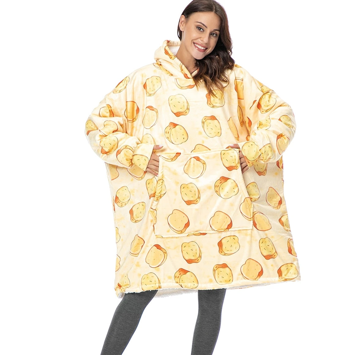 Blanket with Sleeves Women Oversized Hoodie Fleece Warm Hoodies Sweatshirts Giant TV Blanket Women Hoody Robe Casaco Feminino