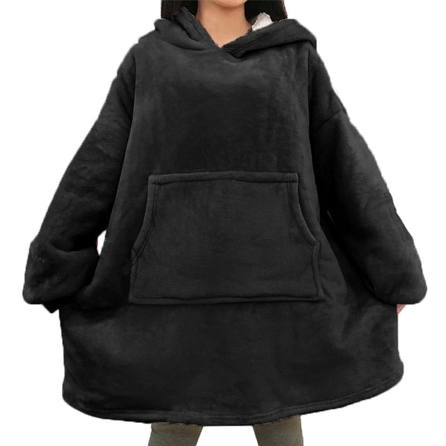 Blanket with Sleeves Women Oversized Hoodie Fleece Warm Hoodies Sweatshirts Giant TV Blanket Women Hoody Robe Casaco Feminino