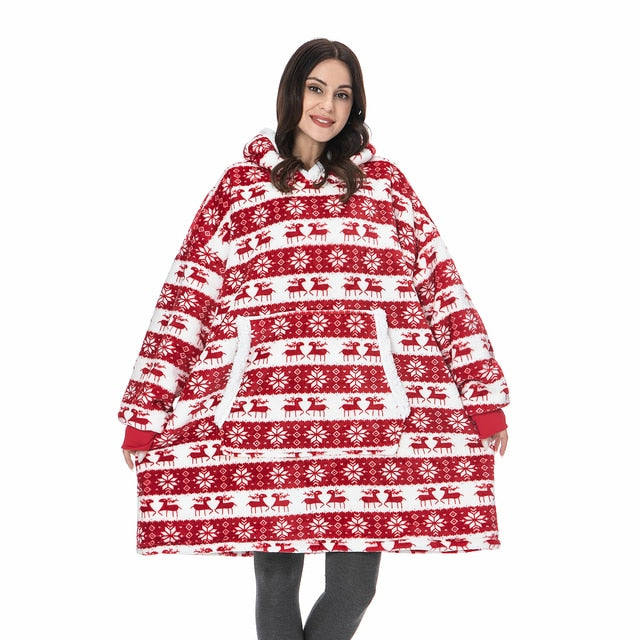 Blanket with Sleeves Women Oversized Hoodie Fleece Warm Hoodies Sweatshirts Giant TV Blanket Women Hoody Robe Casaco Feminino