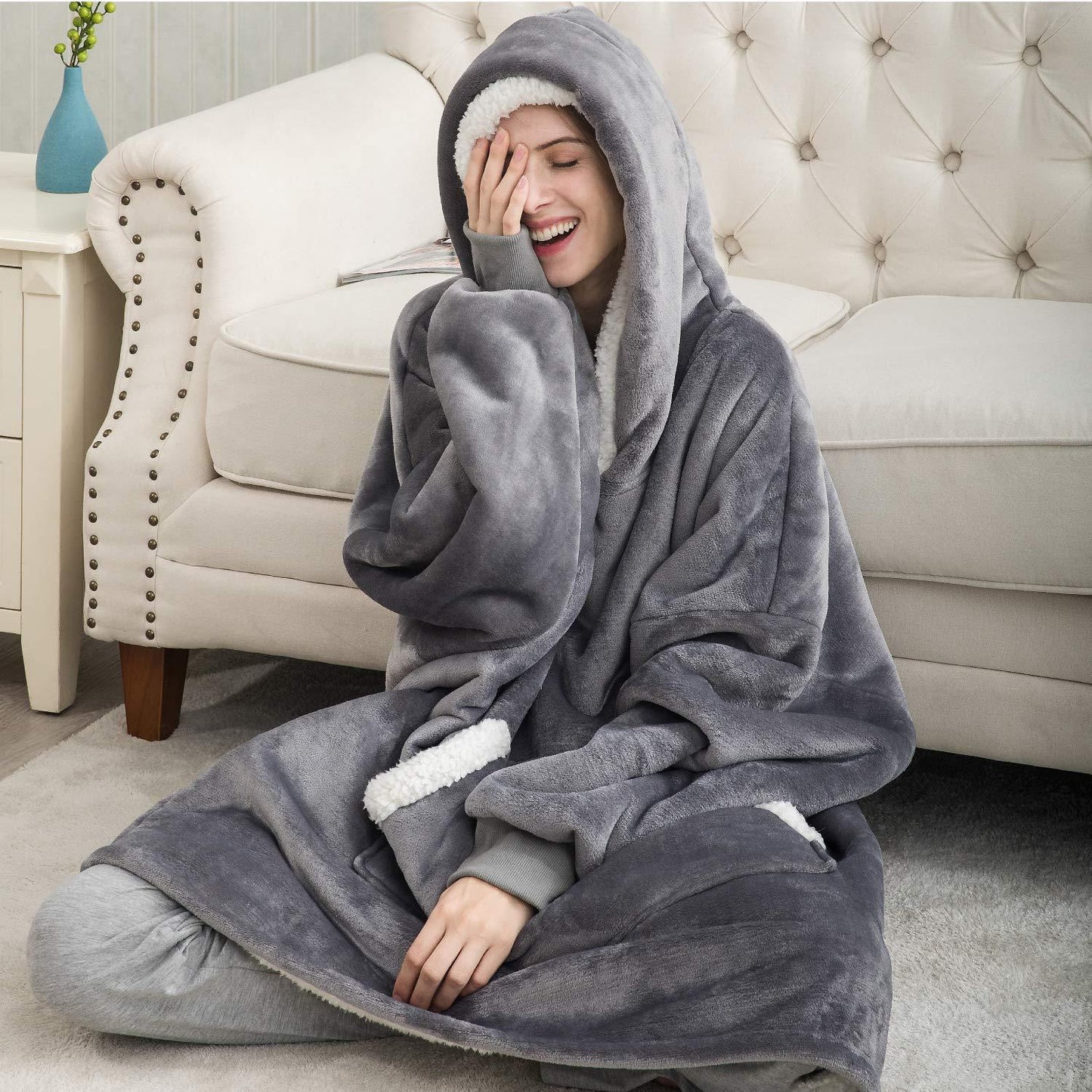 Blanket with Sleeves Women Oversized Hoodie Fleece Warm Hoodies Sweatshirts Giant TV Blanket Women Hoody Robe Casaco Feminino