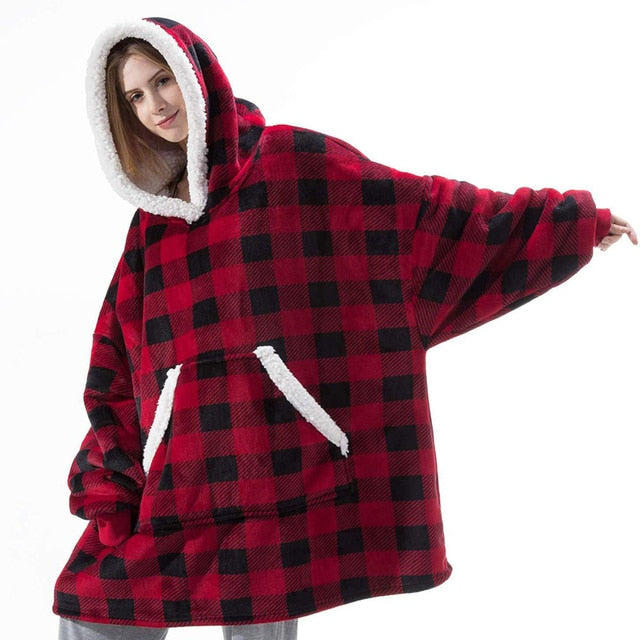 Blanket with Sleeves Women Oversized Hoodie Fleece Warm Hoodies Sweatshirts Giant TV Blanket Women Hoody Robe Casaco Feminino