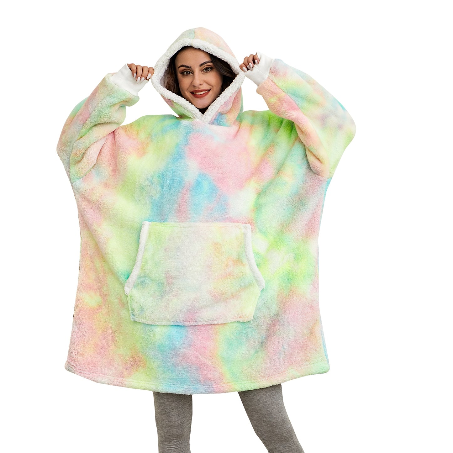 Blanket with Sleeves Women Oversized Hoodie Fleece Warm Hoodies Sweatshirts Giant TV Blanket Women Hoody Robe Casaco Feminino