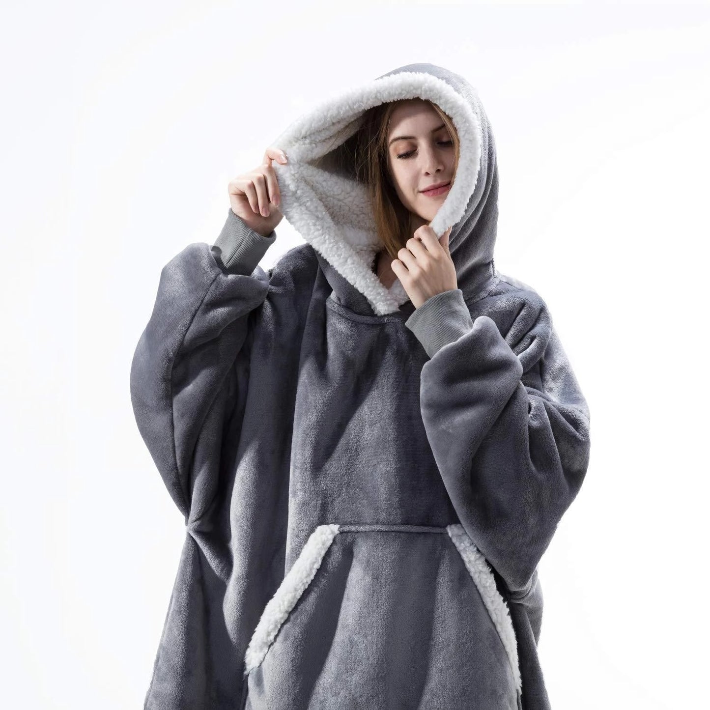 Blanket with Sleeves Women Oversized Hoodie Fleece Warm Hoodies Sweatshirts Giant TV Blanket Women Hoody Robe Casaco Feminino