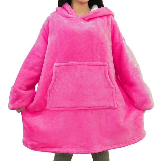 Blanket with Sleeves Women Oversized Hoodie Fleece Warm Hoodies Sweatshirts Giant TV Blanket Women Hoody Robe Casaco Feminino