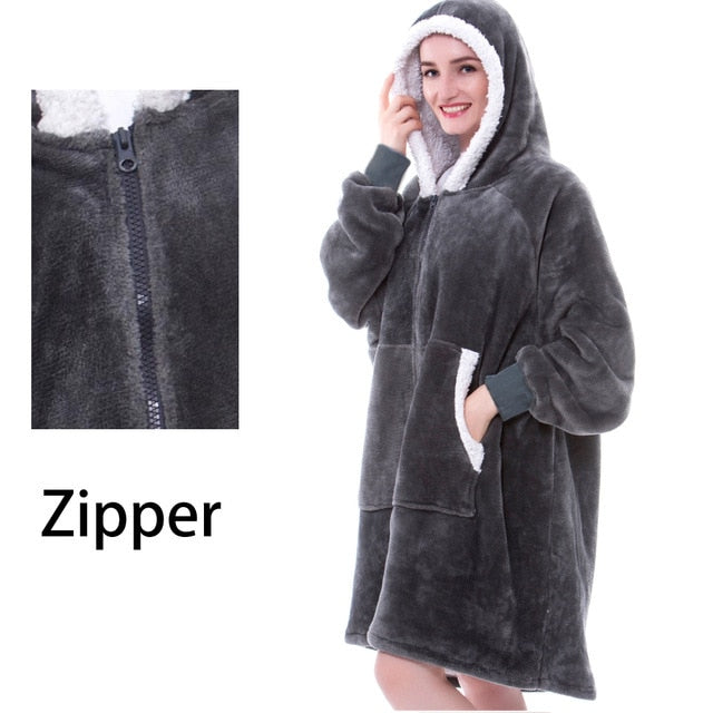 Blanket with Sleeves Women Oversized Hoodie Fleece Warm Hoodies Sweatshirts Giant TV Blanket Women Hoody Robe Casaco Feminino
