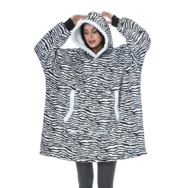 Blanket with Sleeves Women Oversized Hoodie Fleece Warm Hoodies Sweatshirts Giant TV Blanket Women Hoody Robe Casaco Feminino