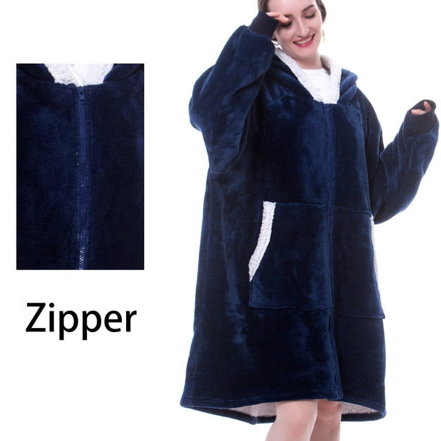 Blanket with Sleeves Women Oversized Hoodie Fleece Warm Hoodies Sweatshirts Giant TV Blanket Women Hoody Robe Casaco Feminino
