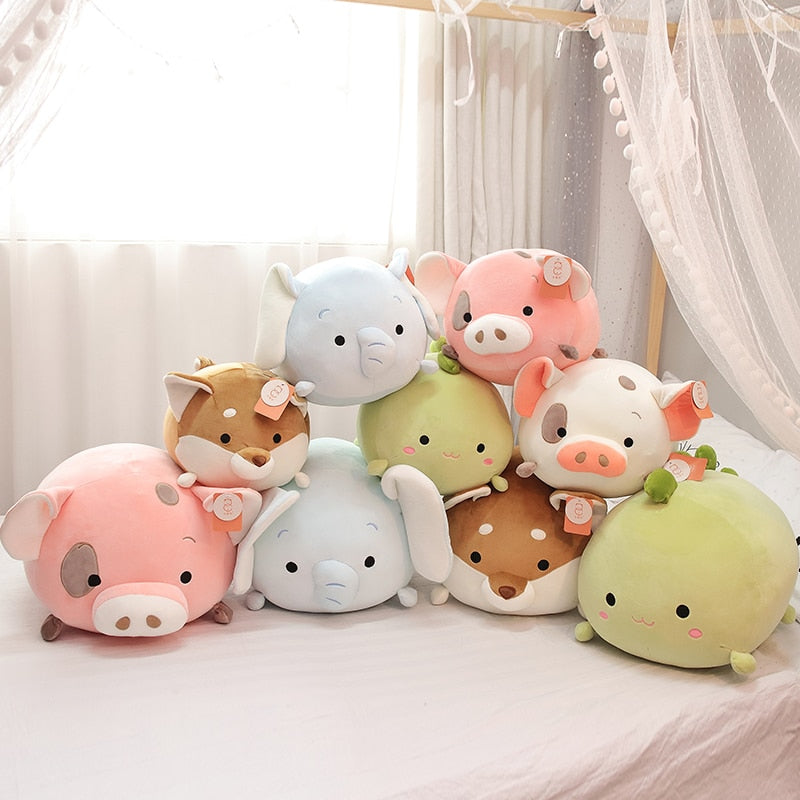 Kawaii Animal Sweet Fat Fat Dinosaur Pig Shiba Inu Dog Plush Toy Soft Cartoon Elephant Stuffed Doll Baby Pillow Gift 35/45cm