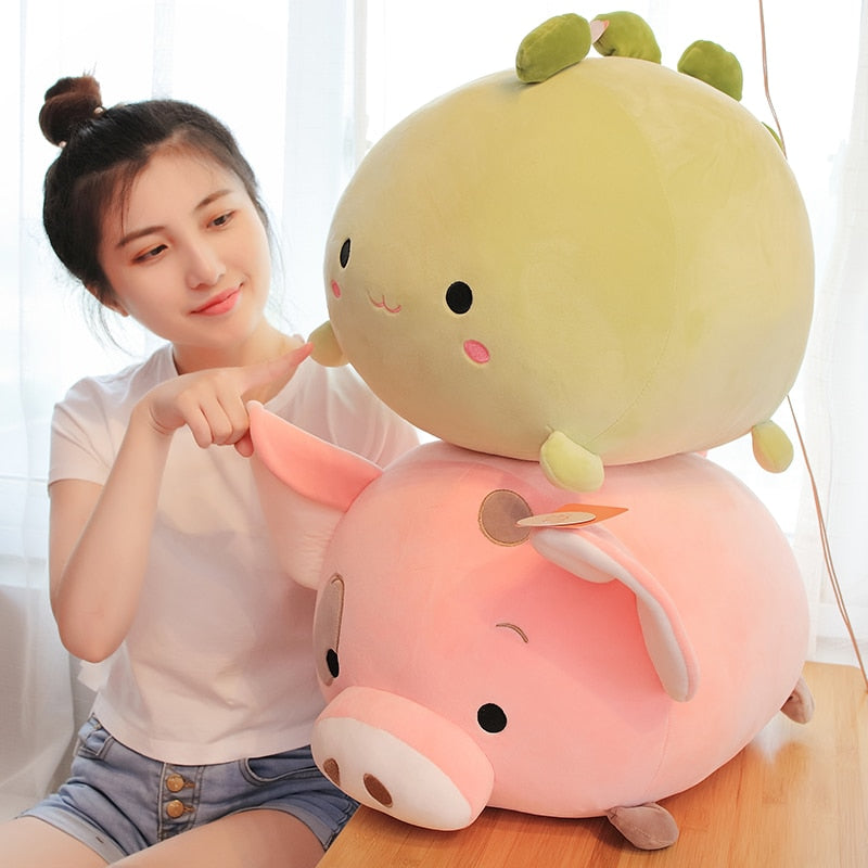 Kawaii Animal Sweet Fat Fat Dinosaur Pig Shiba Inu Dog Plush Toy Soft Cartoon Elephant Stuffed Doll Baby Pillow Gift 35/45cm