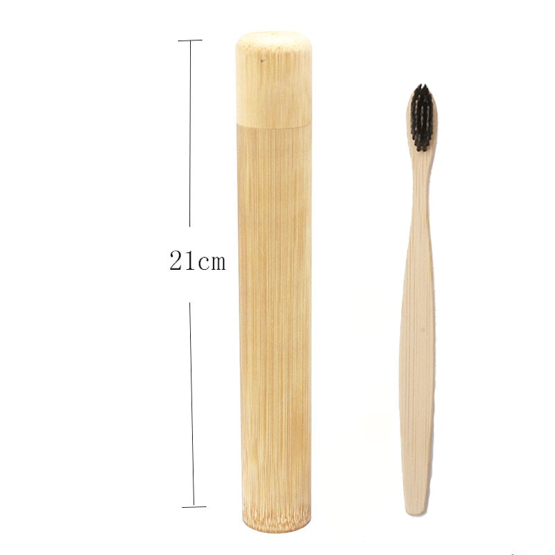 1set Natural Bamboo Toothbrush Adult Child Optional Bamboo Tooth brush Portable Travel holder set Washable BPA Free bamboo case