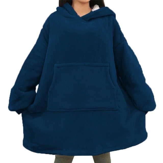 Blanket with Sleeves Women Oversized Hoodie Fleece Warm Hoodies Sweatshirts Giant TV Blanket Women Hoody Robe Casaco Feminino