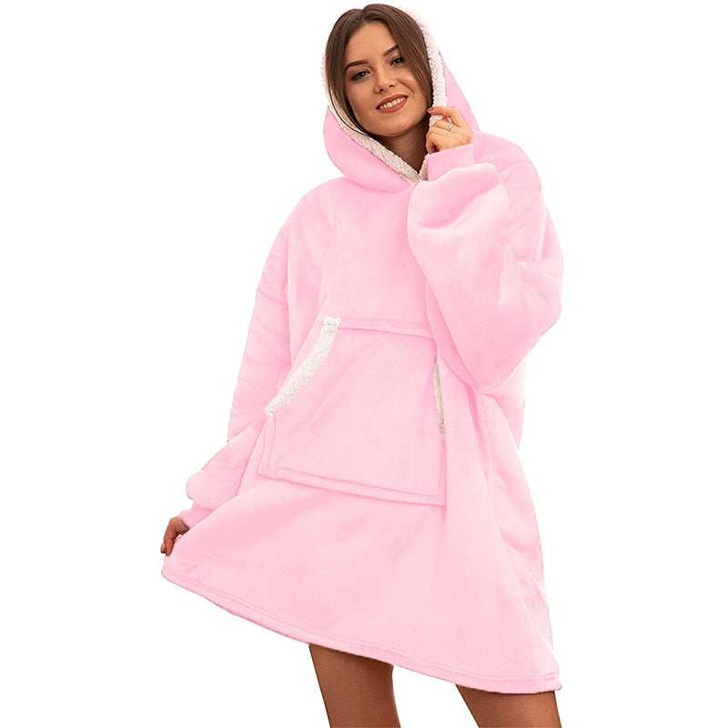 Blanket with Sleeves Women Oversized Hoodie Fleece Warm Hoodies Sweatshirts Giant TV Blanket Women Hoody Robe Casaco Feminino
