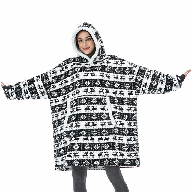 Blanket with Sleeves Women Oversized Hoodie Fleece Warm Hoodies Sweatshirts Giant TV Blanket Women Hoody Robe Casaco Feminino