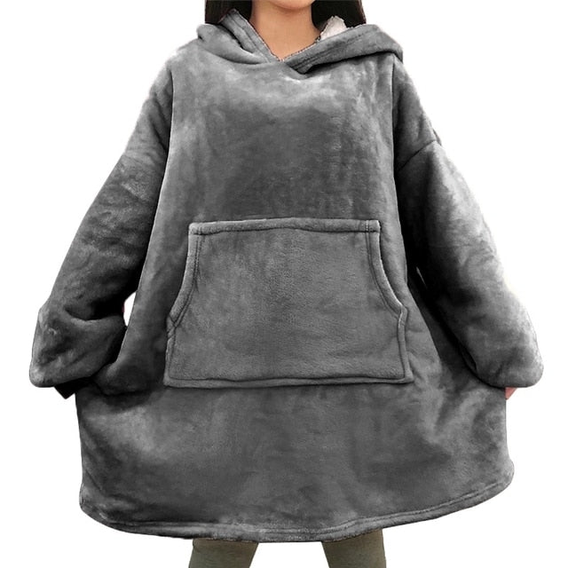 Blanket with Sleeves Women Oversized Hoodie Fleece Warm Hoodies Sweatshirts Giant TV Blanket Women Hoody Robe Casaco Feminino