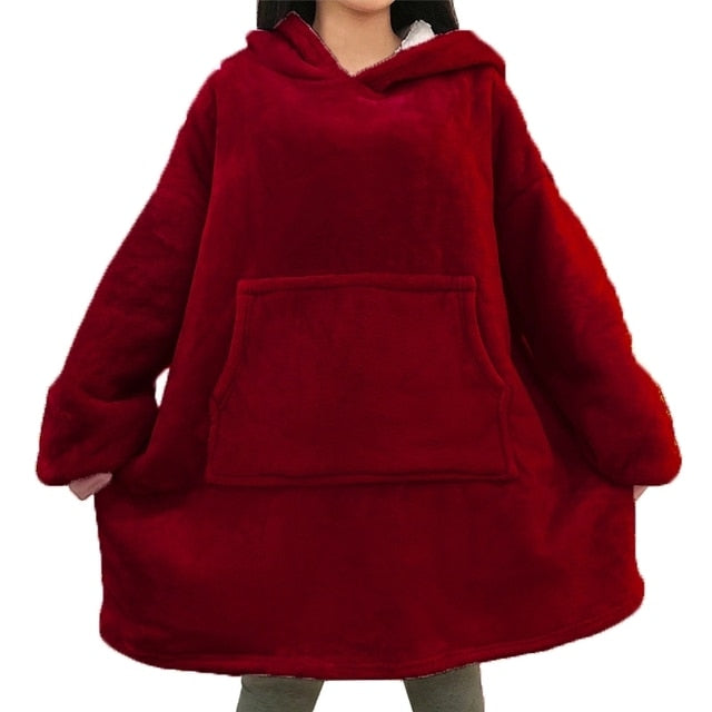 Blanket with Sleeves Women Oversized Hoodie Fleece Warm Hoodies Sweatshirts Giant TV Blanket Women Hoody Robe Casaco Feminino