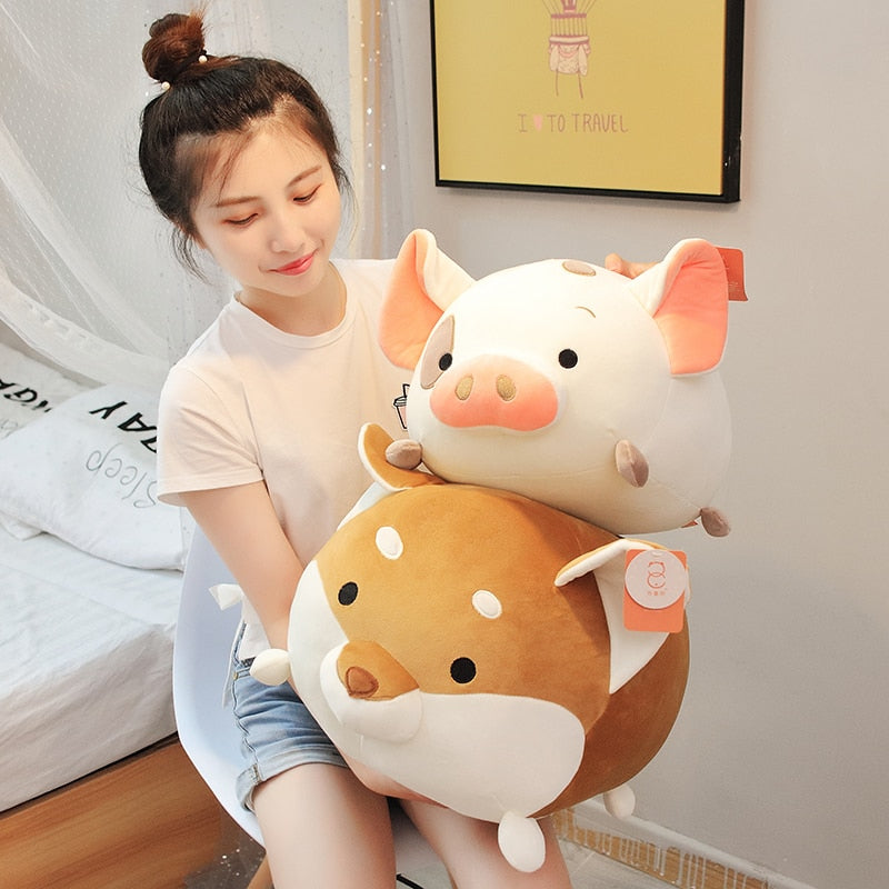 Kawaii Animal Sweet Fat Fat Dinosaur Pig Shiba Inu Dog Plush Toy Soft Cartoon Elephant Stuffed Doll Baby Pillow Gift 35/45cm