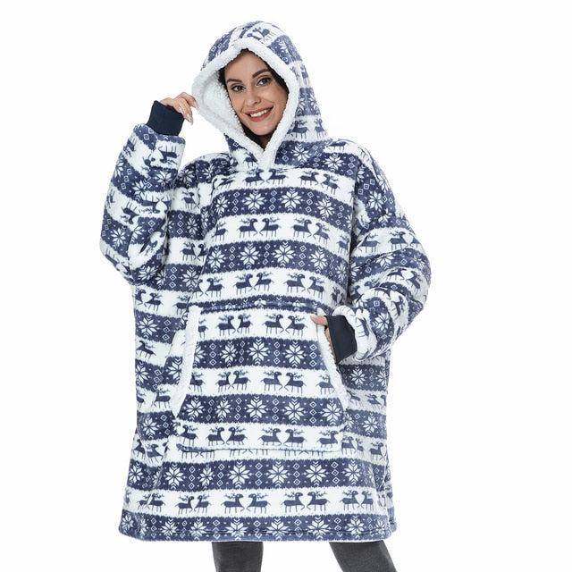 Blanket with Sleeves Women Oversized Hoodie Fleece Warm Hoodies Sweatshirts Giant TV Blanket Women Hoody Robe Casaco Feminino