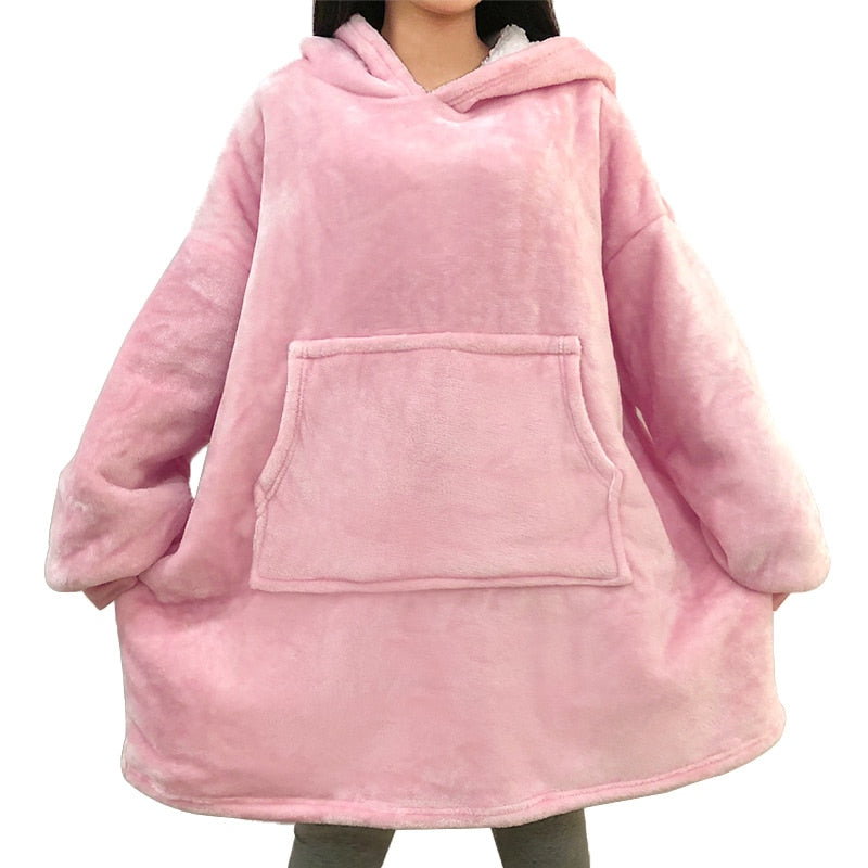 Blanket with Sleeves Women Oversized Hoodie Fleece Warm Hoodies Sweatshirts Giant TV Blanket Women Hoody Robe Casaco Feminino