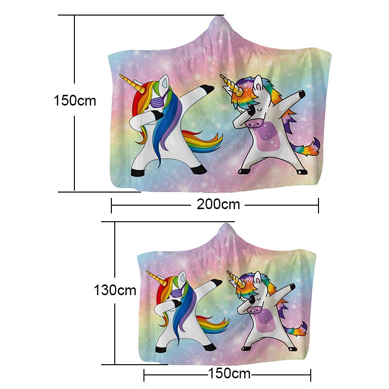 Unicorn Plush Hooded Blanket For Adults Kids Winter Warm Soft Watching Tv Wearable Fleece Hoodie Blankets Christmas Gift