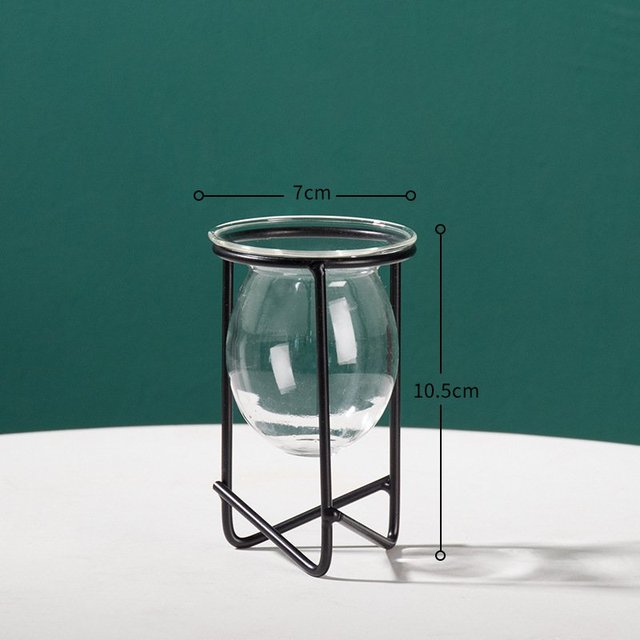 Iron Line Flower Vase Metal Plant Holder Modern Home Decor Vases Ornament Nordic Style Golden Black Glass Hydroponic Container