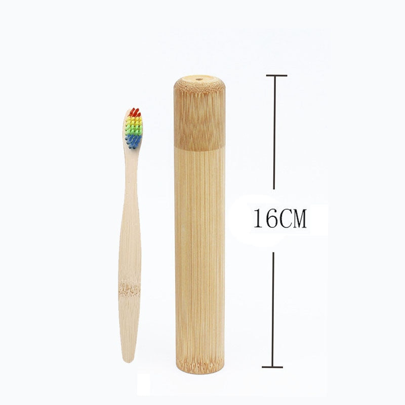 1set Natural Bamboo Toothbrush Adult Child Optional Bamboo Tooth brush Portable Travel holder set Washable BPA Free bamboo case