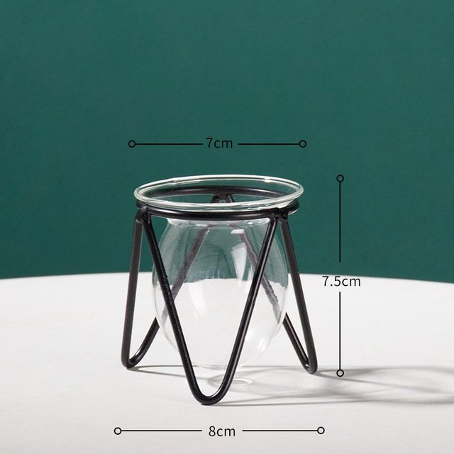 Iron Line Flower Vase Metal Plant Holder Modern Home Decor Vases Ornament Nordic Style Golden Black Glass Hydroponic Container