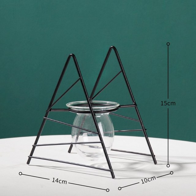 Iron Line Flower Vase Metal Plant Holder Modern Home Decor Vases Ornament Nordic Style Golden Black Glass Hydroponic Container