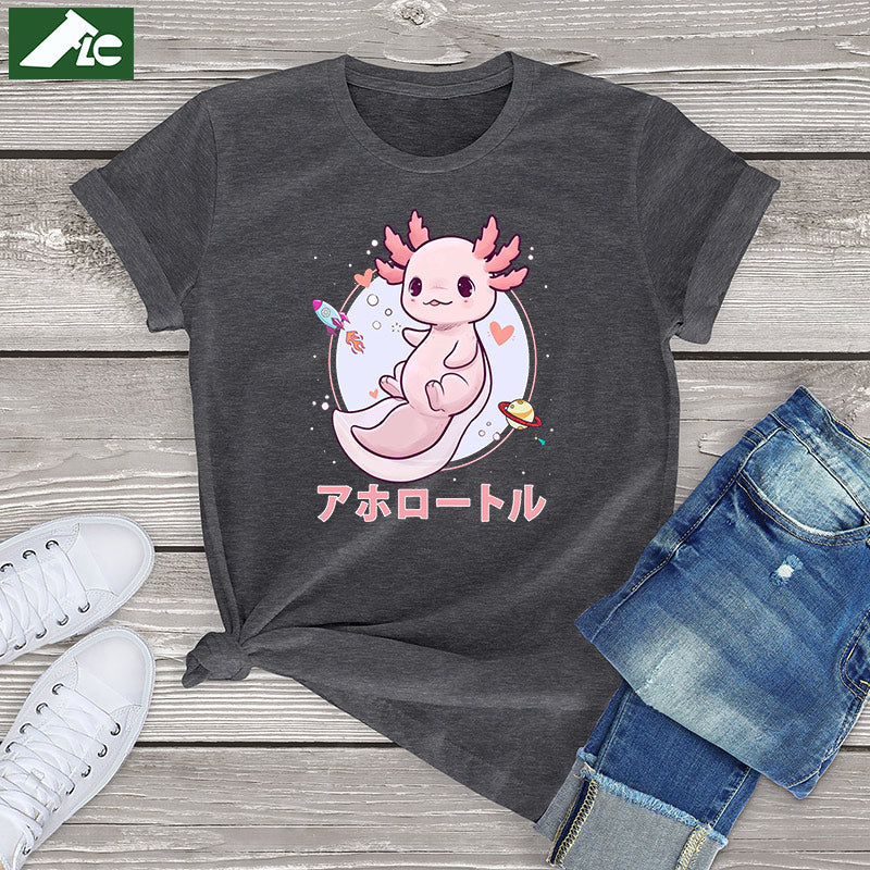 Pastel Goth Axolotl Kawaii Japanese Anime Aesthetic Oversized Short Sleeve Tee Graphic T Shirt Women Tops Ladies Fahion Shirt