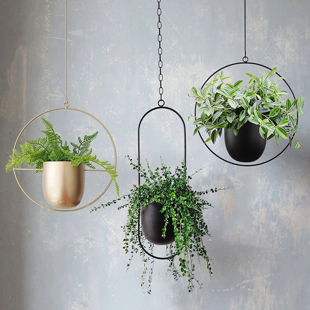 Nordic Metal Hanging Pot Plant Hanger Chain Wall Hanging Planter Basket Flower Pot Plant Holder горшки для цветля цветов macramé