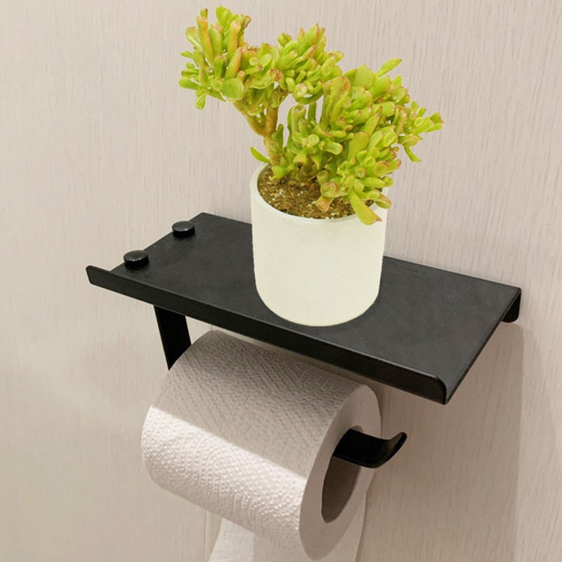 Stainless Steel Toilet Paper Holder Bathroom Wall Mount WC Paper Phone Holder Shelf Towel Roll shelf Accessories