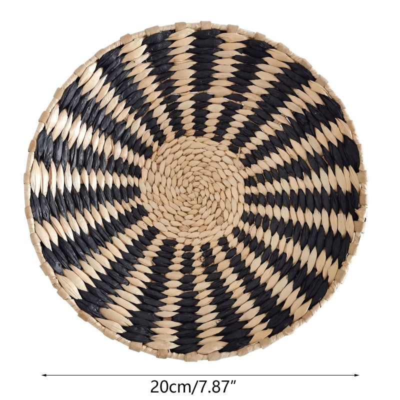 Nordic Straw Woven Wall Decor Round Plate Creative Wall Decor Ornament