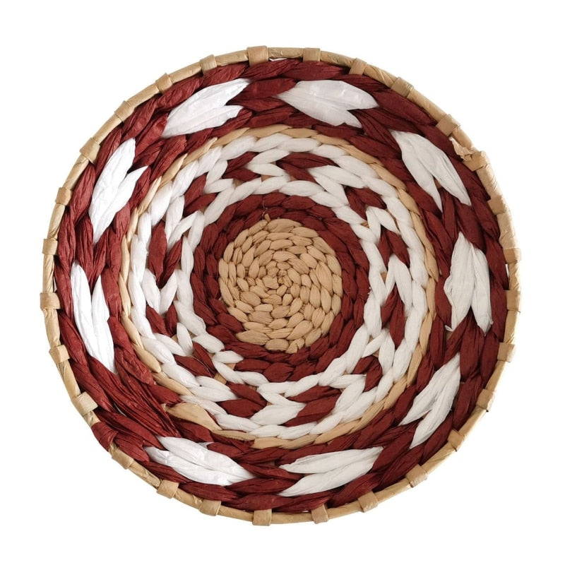 Nordic Straw Woven Wall Decor Round Plate Creative Wall Decor Ornament