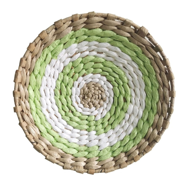 Nordic Straw Woven Wall Decor Round Plate Creative Wall Decor Ornament