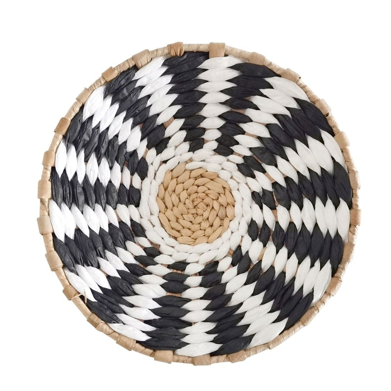 Nordic Straw Woven Wall Decor Round Plate Creative Wall Decor Ornament