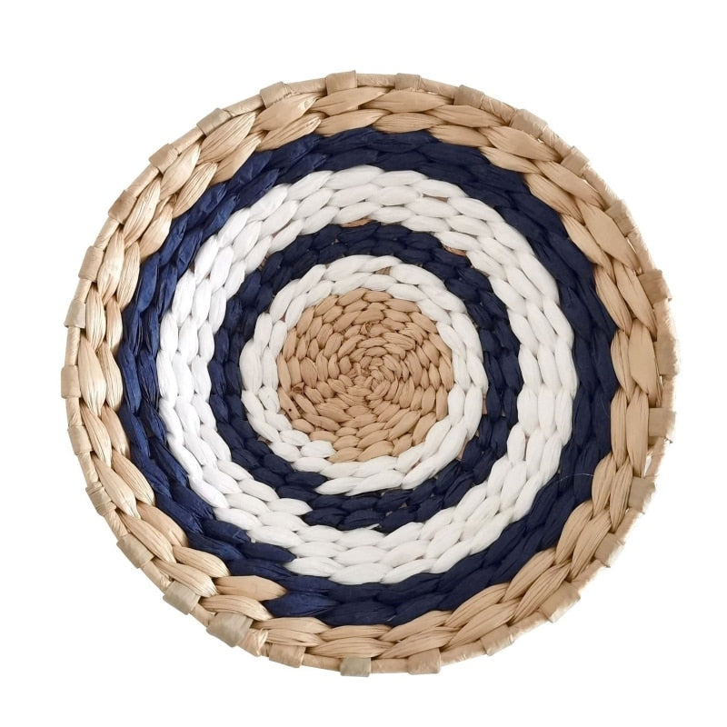 Nordic Straw Woven Wall Decor Round Plate Creative Wall Decor Ornament